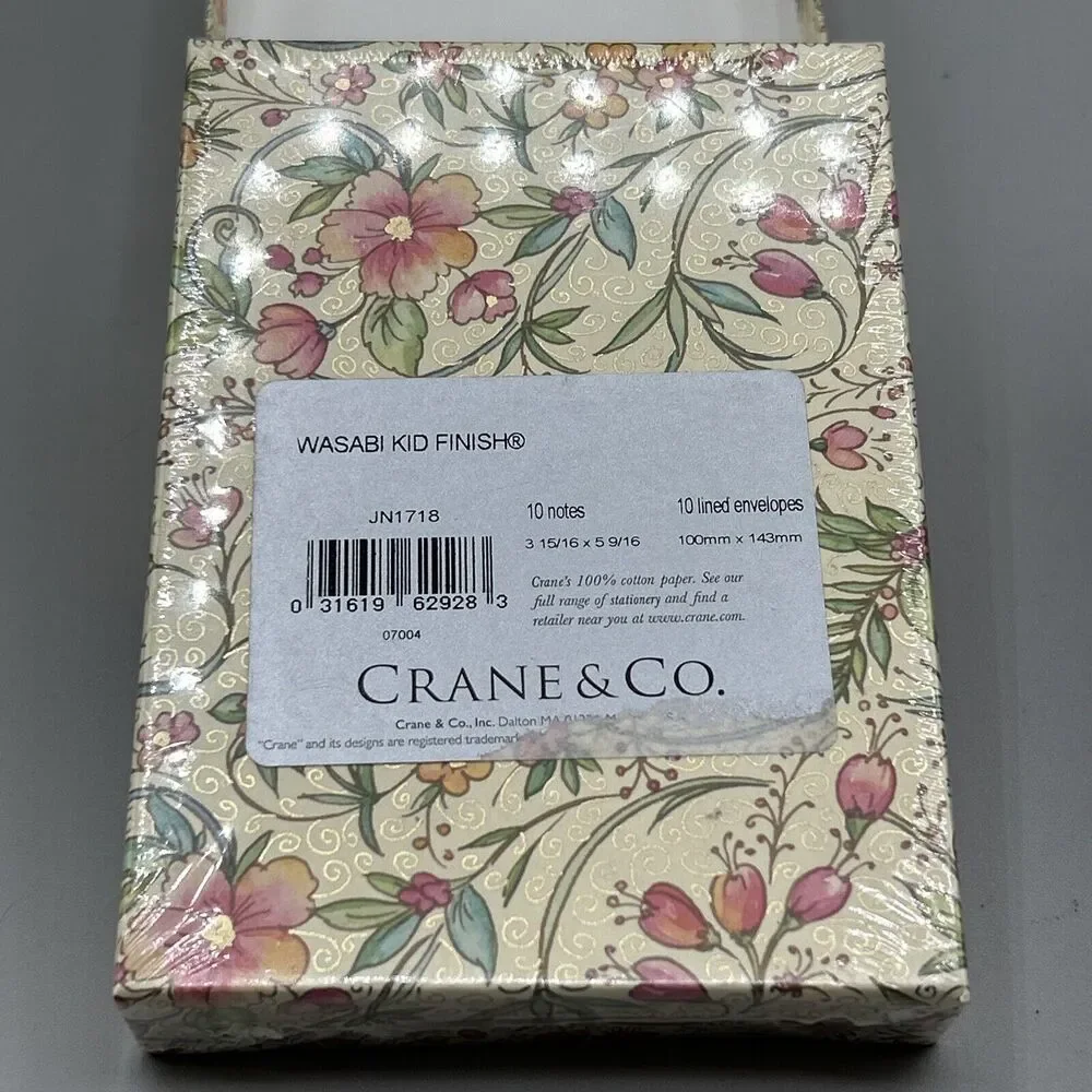 CRANE &‎ CO Invitation Set Of 10 Cards & 10 Envelopes Wasabi KID FINISH
